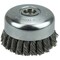 Weiler 4" Double Row Knot Wire Cup Brush .023" Steel Fill 5/8"-11 UNC Nut 94012 - alternate 1